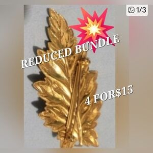 BUNDLE OFFER 4 STARRED ITEMS ONLY $15... Vintage Gold Leaf Brooch